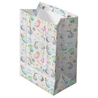 Hallo Baby – Aquarel Geboorteaankondiging Medium Cadeauzakje