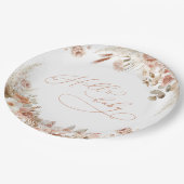 Hallo Baby Baby shower Boho Pampas Grass Papieren Bordje (Gekanteld)