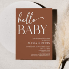 Hallo Baby Baby shower Brown Boho Bohemian Kaart