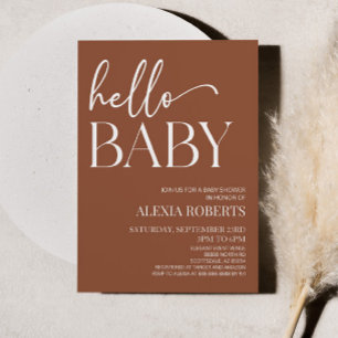 Hallo Baby Baby shower Brown Boho Bohemian Kaart