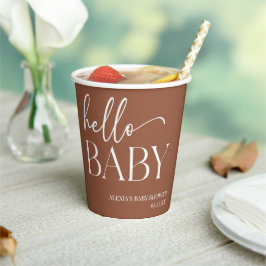 Hallo Baby Baby shower Brown Boho Bohemian Papieren Bekers
