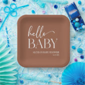 Hallo Baby Baby shower Brown Boho Bohemian Papieren Bordje (Feest)