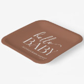 Hallo Baby Baby shower Brown Boho Bohemian Papieren Bordje (Gebogen)