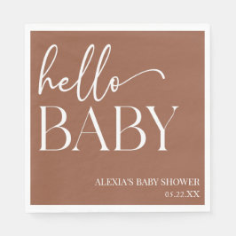 Hallo Baby Baby shower Brown Boho Bohemian Servet