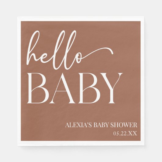 Hallo Baby Baby shower Brown Boho Bohemian Servet (Voorkant)