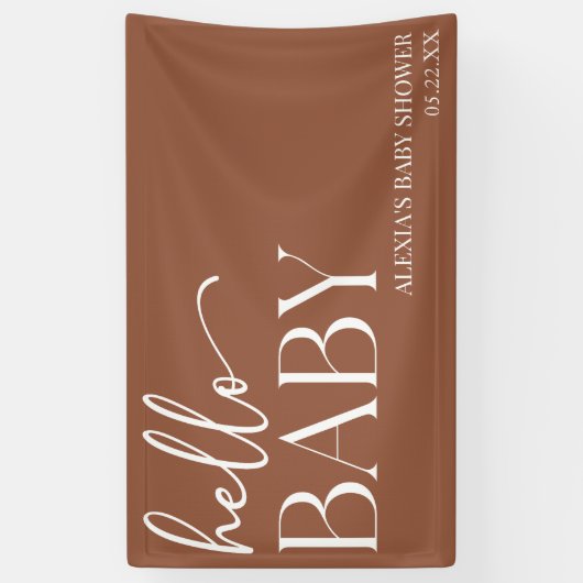 Hallo Baby Baby shower Brown Boho Bohemian Spandoek (Verticaal)