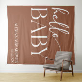 Hallo Baby Baby shower Brown Boho Bohemian Wandkleed (In Situ (horizontaal))