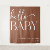 Hallo Baby Baby shower Brown Boho Bohemian Wandkleed (Voorkant)