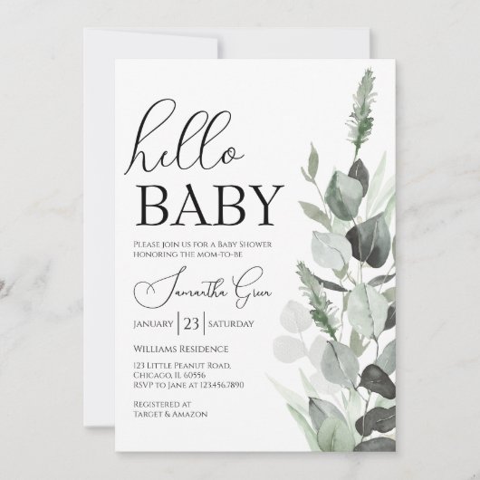 Hallo Baby Baby shower Groen Kaart (Voorkant)