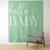 Hallo Baby Baby shower Groene minimalist Wandkleed (In situ)