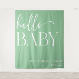 Hallo Baby Baby shower Groene minimalist Wandkleed