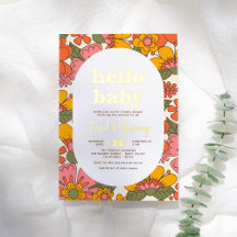 hallo Baby | Baby shower "Groovy Retro Floral Gold