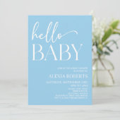Hallo Baby Baby shower Minimaal blauw Kaart (Staand voorkant)