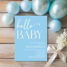 Hallo Baby Baby shower Minimaal blauw
