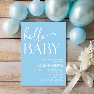 Hallo Baby Baby shower Minimaal blauw Kaart