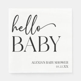 Hallo Baby Baby shower Minimalist voor zwart-wit Servet