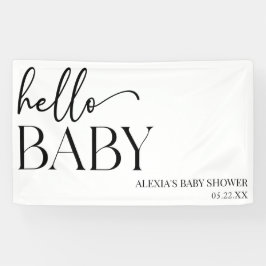Hallo Baby Baby shower Minimalist voor zwart-wit Spandoek