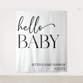 Hallo Baby Baby shower Minimalist voor zwart-wit Wandkleed