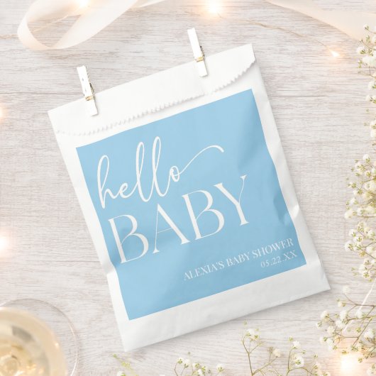 Hallo Baby Baby shower minimalistisch blauw Bedankzakje (Geknipt)