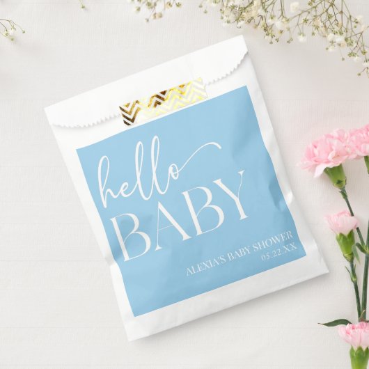 Hallo Baby Baby shower minimalistisch blauw Bedankzakje (Gezegeld)