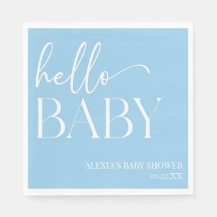 Hallo Baby Baby shower minimalistisch blauw Servet