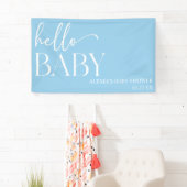 Hallo Baby Baby shower minimalistisch blauw Spandoek (Insitu)