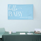 Hallo Baby Baby shower minimalistisch blauw Spandoek (Beurs)