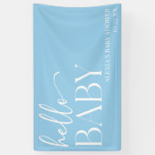 Hallo Baby Baby shower minimalistisch blauw Spandoek (Verticaal)