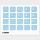 Hallo Baby Baby shower minimalistisch blauw Vierkante Sticker (Vel)