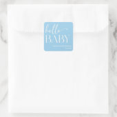 Hallo Baby Baby shower minimalistisch blauw Vierkante Sticker (Tas)