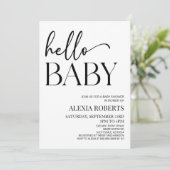Hallo Baby Baby shower Minimalistisch zwart wit Kaart (Staand voorkant)