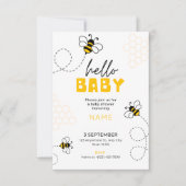 hallo baby, baby shower nodigen schattige bij uit kaart (Voorkant)