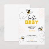 hallo baby, baby shower nodigen schattige bij uit kaart (Voorkant / Achterkant)