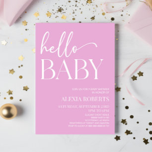 Hallo Baby Baby shower Roze minimaal Kaart