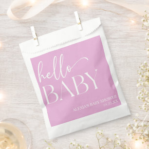 Hallo Baby Baby shower Roze Minimalist Bedankzakje