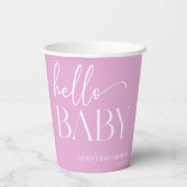 Hallo Baby Baby shower Roze Minimalist Papieren Bekers (Achterkant)