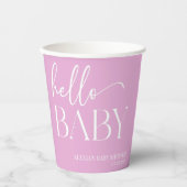Hallo Baby Baby shower Roze Minimalist Papieren Bekers (Voorkant)