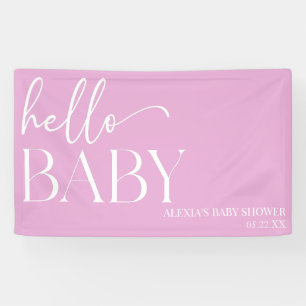 Hallo Baby Baby shower Roze Minimalist Spandoek