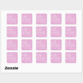 Hallo Baby Baby shower Roze Minimalist Vierkante Sticker (Vel)