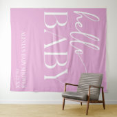 Hallo Baby Baby shower Roze Minimalist Wandkleed (In Situ (horizontaal))