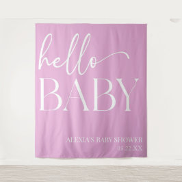 Hallo Baby Baby shower Roze Minimalist Wandkleed