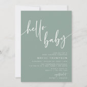 Hallo Baby Baby shower Sage Green Kaart (Voorkant)
