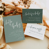 Hallo Baby Baby shower Sage Green Kaart