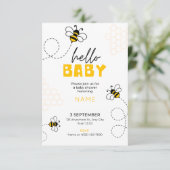 hallo baby, baby shower uitnodiging cute bij (Staand voorkant)