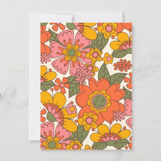 hallo Baby | Baby shower van Groovy Retro Flowers Kaart (Achterkant)