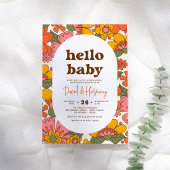 hallo Baby | Baby shower van Groovy Retro Flowers Kaart