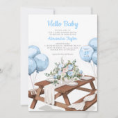 Hallo Baby Balloons Picknickpark Boy Baby shower Kaart (Voorkant)