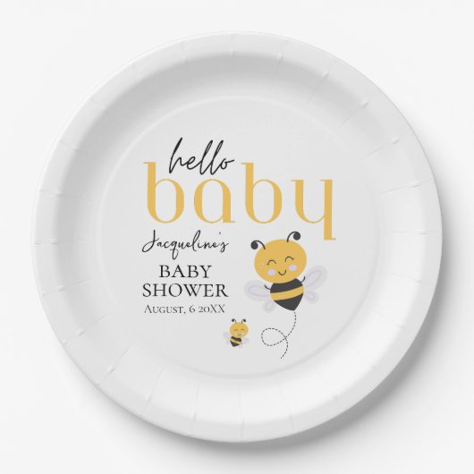 Hallo Baby Bee-utiful Viering: Papieren Bordje (Voorkant)