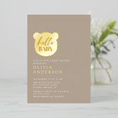 Hallo Baby Beer Baby shower Folie Uitnodiging (Staand Voorkant)