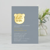 Hallo Baby Beer Baby shower Folie Uitnodiging (Staand Voorkant)